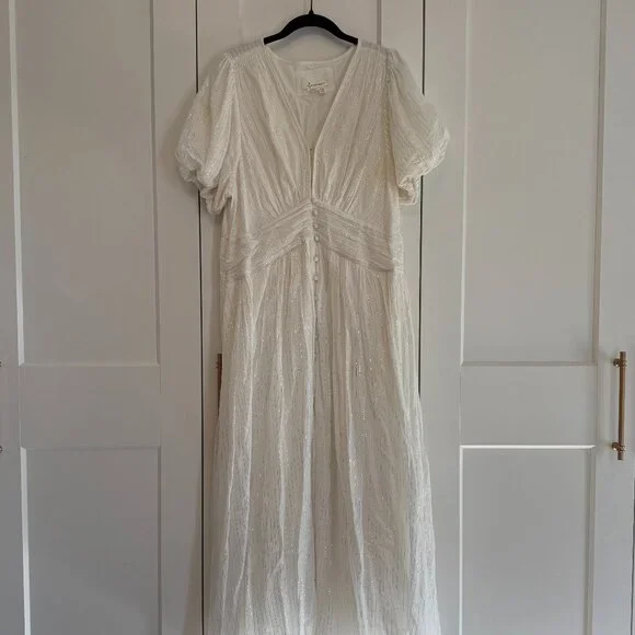 RARE Anthropologie “Katerina” Button-Front Dress in Ivory - Picture 2 of 6